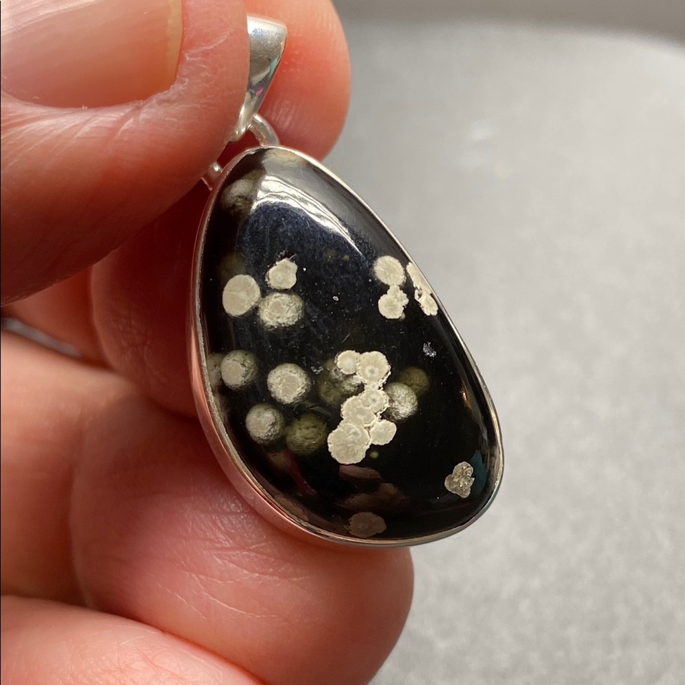 Galaxy Obsidian Pendant in Solid Sterling Silver 925